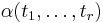 \alpha(t_1,\dots,t_r)