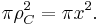 \pi \rho_C^2 = \pi x^2. \,