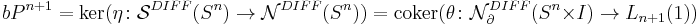 bP^{n%2B1} = \mathrm{ker} (\eta \colon \mathcal{S}^{DIFF} (S^n) \to \mathcal{N}^{DIFF} (S^n)) = \mathrm{coker} (\theta \colon \mathcal{N}^{DIFF}_\partial (S^n \times I) \to L_{n%2B1} (1))