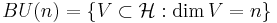 BU(n) = \{ V \subset \mathcal{H}�: \dim V = n \} \, 