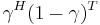 \gamma^H (1-\gamma)^T