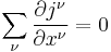 
\sum_\nu \frac{\partial j^\nu}{\partial x^\nu} = 0
