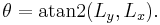 \theta = \operatorname{atan2}(L_y, L_x).