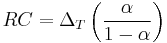 RC = \Delta_T \left( \frac{\alpha}{1 - \alpha} \right)