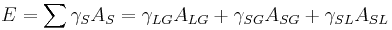 E = \sum \gamma_S A_S = \gamma_{LG} A_{LG} %2B \gamma_{SG} A_{SG} %2B \gamma_{SL} A_{SL}\,