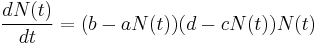  \frac{dN(t)}{dt}=(b-aN(t))(d-cN(t))N(t) 