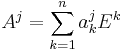 A^j = \sum_{k = 1}^n a_k^j E^k