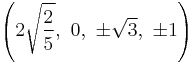 \left(2\sqrt{\frac{2}{5}},\  0,\                   \pm\sqrt{3},\         \pm1\right)