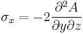 \sigma_x
= -2\frac{\partial^2 A}{\partial y \partial z}