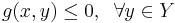  g(x,y) \le 0, \;\;  \forall y \in Y 