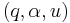 \ \displaystyle (q,\alpha,u)\ 