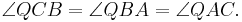 \angle QCB = \angle QBA = \angle QAC.