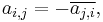 a_{i,j} = -\overline{a_{j,i}},