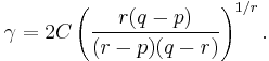 \gamma=2C\left(\frac{r(q-p)}{(r-p)(q-r)}\right)^{1/r}.