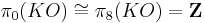 \pi_0(KO) \cong \pi_8(KO) = \mathbf Z