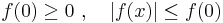  f(0) \geq 0~, \quad |f(x)| \leq f(0) 