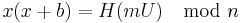 x(x%2Bb) = H(mU) \mod n