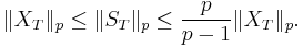 \| X_{T} \|_{p} \leq \| S_{T} \|_{p} \leq \frac{p}{p-1} \| X_{T} \|_{p}.