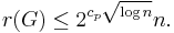 r(G) \leq 2^{c_p \sqrt{\log n}} n.