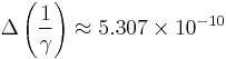  \Delta \left(\frac{1}{\gamma }\right) \approx  5.307\times 10^{-10} 