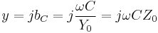 y=jb_C=j\frac{\omega C}{Y_0}=j\omega CZ_0\,