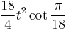 \frac{18}{4}t^2 \cot \frac{\pi}{18}