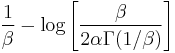 \frac{1}{\beta}-\log\left[\frac{\beta}{2\alpha\Gamma(1/\beta)}\right]