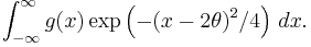 \int_{-\infty}^\infty g(x)\exp\left(-(x-2\theta)^2/4\right)\,dx.