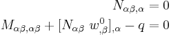 
   \begin{align} 
     N_{\alpha\beta,\alpha} & = 0 \\
     M_{\alpha\beta,\alpha\beta} %2B [N_{\alpha\beta}~w^0_{,\beta}]_{,\alpha} - q & = 0 
   \end{align} 
