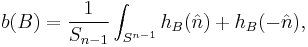 b(B)=\frac{1}{S_{n-1}} \int_{S^{n-1}} h_B(\hat{n})%2Bh_B(-\hat{n}),