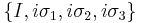 \{I, i\sigma_1, i\sigma_2, i\sigma_3\}\,