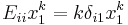 E_{ii} x^k_1= k \delta_{i1}x^k_1