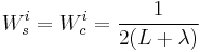 W_{s}^{i} = W_{c}^{i} = \frac{1}{2(L%2B\lambda)}