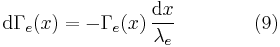 \mathrm{d}\Gamma_e(x) = -\Gamma_e(x)\,\frac{\mathrm{d}x}{\lambda_e}\qquad\qquad(9)