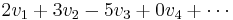 2v_1 %2B 3v_2 -5v_3 %2B 0v_4 %2B \cdots