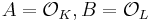 A = \mathcal{O}_K, B = \mathcal{O}_L