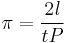 \pi = \frac{2 l}{t P}