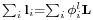 \scriptstyle{\sum_i\mathbf{l}_i = \sum_i\phi^l_i\mathbf{L}}