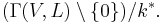  (\Gamma(V,L) \setminus \{0\})/k^{\ast}. 