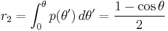  r_2 = \int_0^\theta p(\theta ') \, d \theta ' = \frac{1 - \cos \theta}{2} 