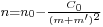 \scriptstyle n=n_0 - \frac{C_0}{(m%2Bm')^2}