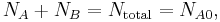  N_A %2B N_B = N_\mathrm{total} = N_{A0}, 