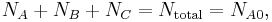  N_A %2B N_B %2B N_C = N_\mathrm{total} = N_{A0}, 