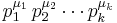  p_1^{\mu_1} \, p_2^{\mu_2} \cdots p_k^{\mu_k} 