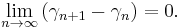 \lim_{n\rightarrow\infty}\left(\gamma_{n%2B1}-\gamma_n\right)=0.\!