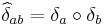 \widehat\delta_{ab}=\delta_a \circ \delta_b