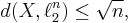 d(X, \ell^n_2) \le \sqrt{n}, \,