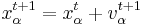 x_\alpha^{t%2B1} = x_\alpha^t %2B v_\alpha^{t%2B1}