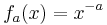 f_a(x) = x^{-a}