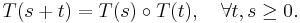  T(s%2Bt)= T(s) \circ T(t), \quad \forall t,s \geq 0. 